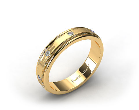 14k Yellow Gold 6mm Bezel Set Diamond Wedding Ring